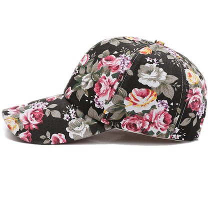 Womens Fashion Summer Cap, Floral Print Trucker Hat Outdoor Streetwear Cap, Female Baseball Cap for Travel
