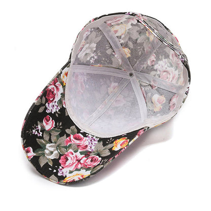 Womens Fashion Summer Cap, Floral Print Trucker Hat Outdoor Streetwear Cap, Female Baseball Cap for Travel