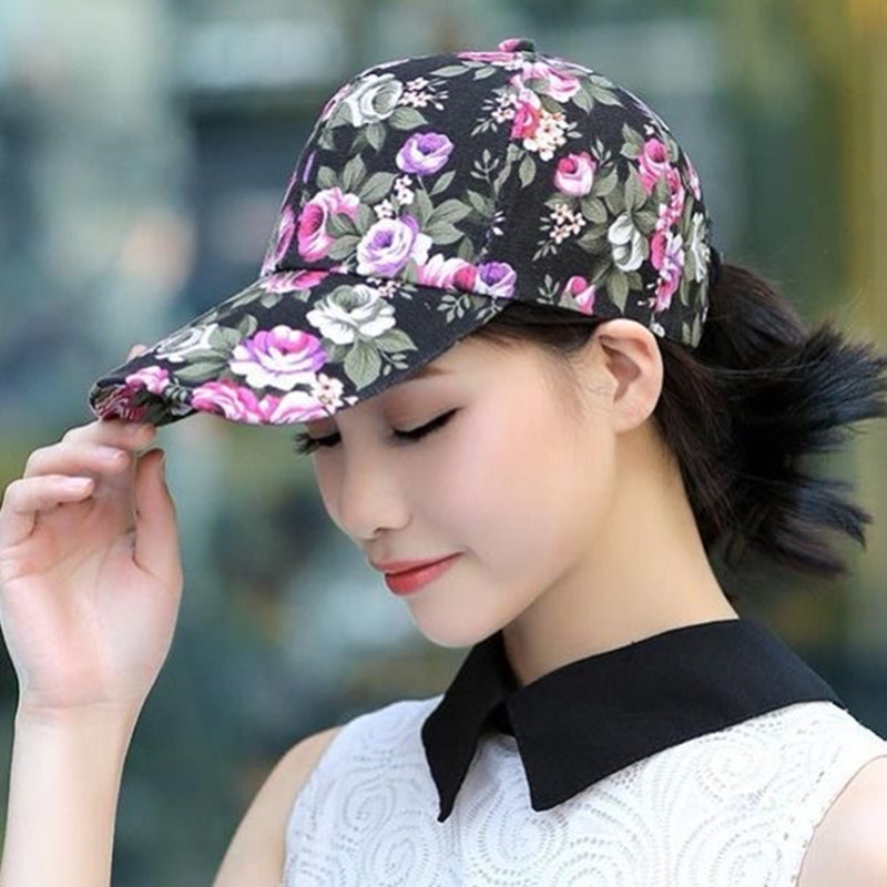 Womens Fashion Summer Cap, Floral Print Trucker Hat Outdoor Streetwear Cap, Female Baseball Cap for Travel