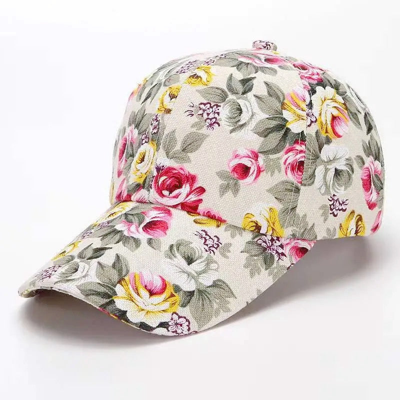 Womens Fashion Summer Cap, Floral Print Trucker Hat Outdoor Streetwear Cap, Female Baseball Cap for Travel