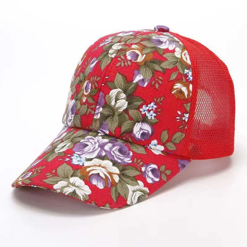 Womens Fashion Summer Cap, Floral Print Trucker Hat Outdoor Streetwear Cap, Female Baseball Cap for Travel