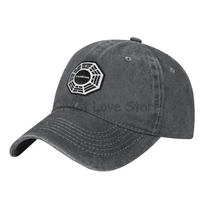 Dharma Initiative Logo Cowboy Hat, Vintage Adjustable Washed Cotton Golf Hat, Summer Sun Visor Baseball Caps for Men