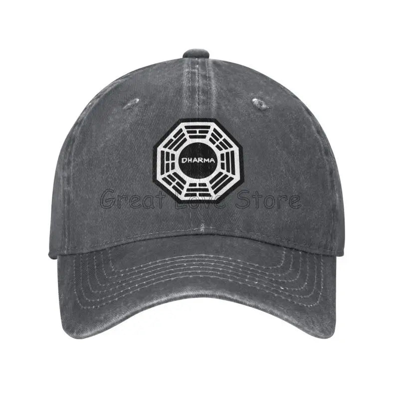 Dharma Initiative Logo Cowboy Hat, Vintage Adjustable Washed Cotton Golf Hat, Summer Sun Visor Baseball Caps for Men