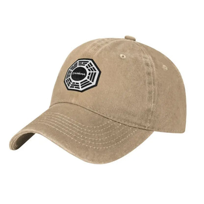 Dharma Initiative Logo Cowboy Hat, Vintage Adjustable Washed Cotton Golf Hat, Summer Sun Visor Baseball Caps for Men