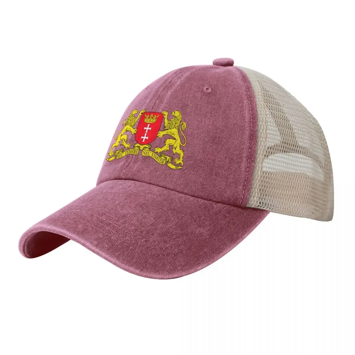 Gdansk Poland Coat of Arms Cowboy Mesh Baseball Cap, Stylish Trucker Cap for Women, Men Adjustable Outdoor Hat