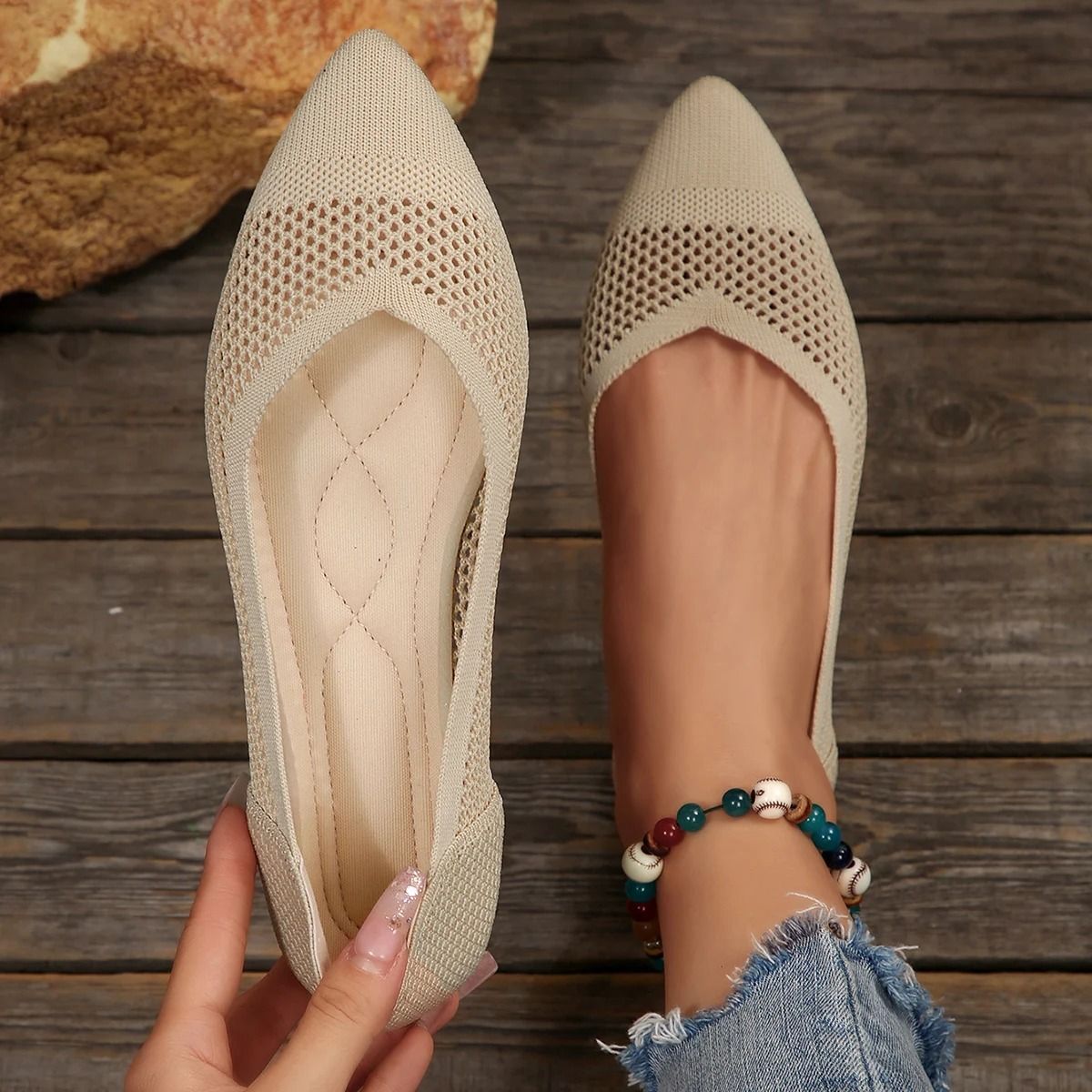 Pointed Knit Flats For Stylish Comfort And Versatile Wear 7