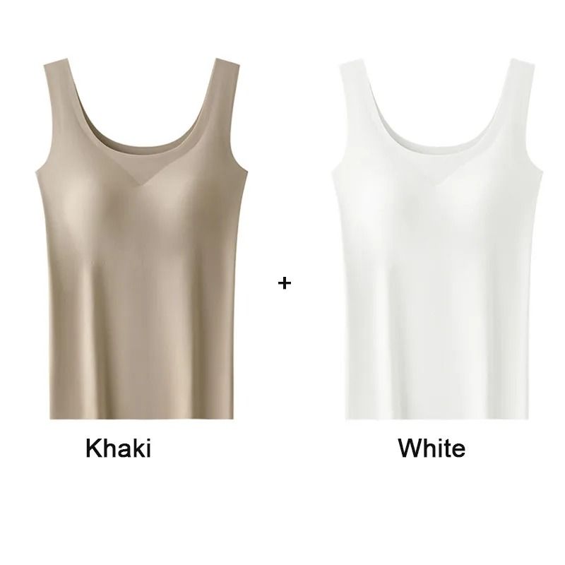Ice Silk Seamless Bottoming Camisole With Removable Chest Pads 2 Pack 11