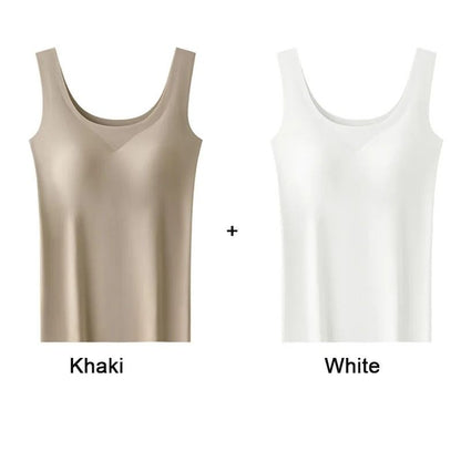 Ice Silk Seamless Bottoming Camisole With Removable Chest Pads 2 Pack 11