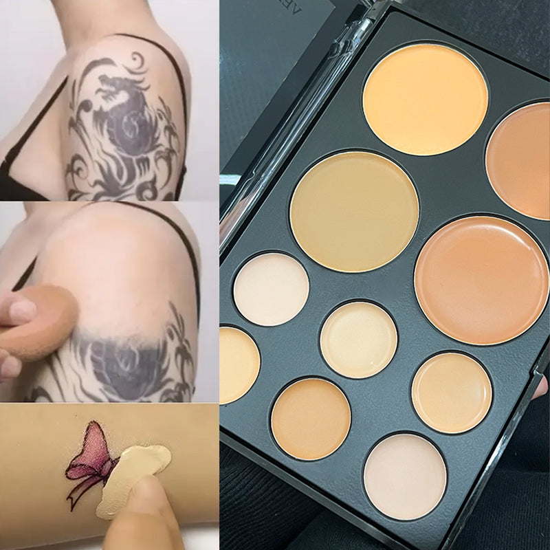 10 Colors Concealer Palette, Eye Repairing Base Palette, Matte Dark Circles Tattoo, Contour Covering Concealer Cream