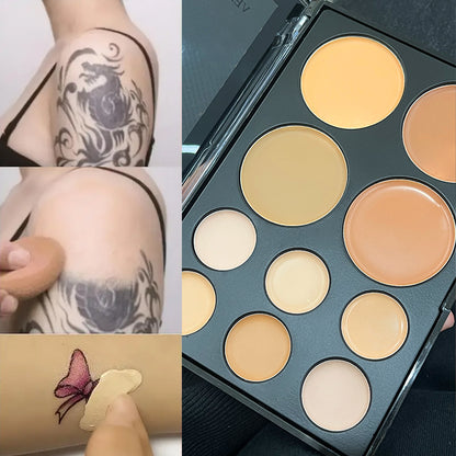 10 Colors Concealer Palette, Eye Repairing Base Palette, Matte Dark Circles Tattoo, Contour Covering Concealer Cream