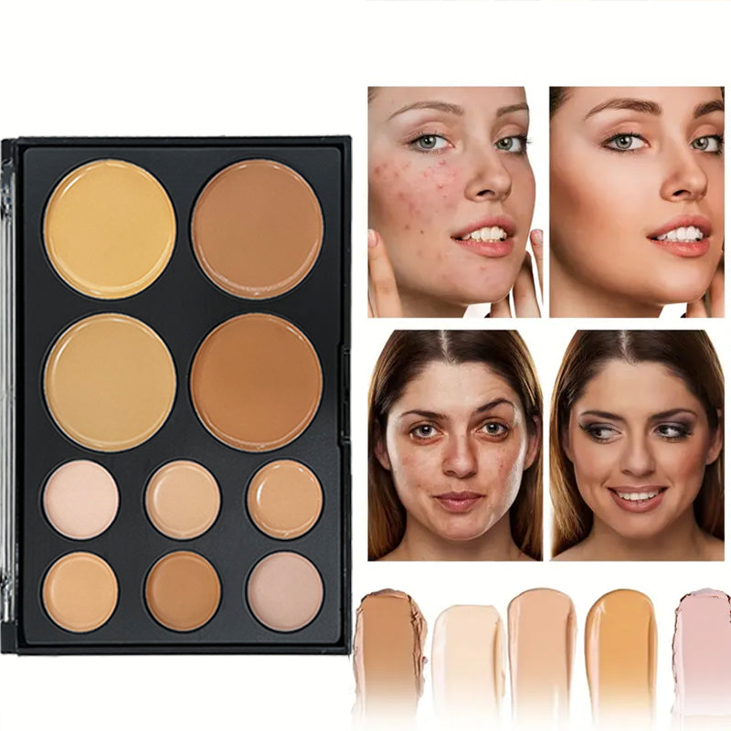 10 Colors Concealer Palette, Eye Repairing Base Palette, Matte Dark Circles Tattoo, Contour Covering Concealer Cream