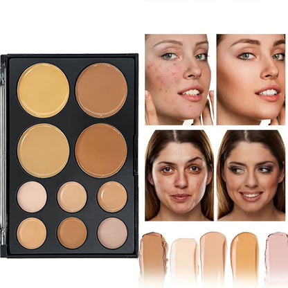 10 Colors Concealer Palette, Eye Repairing Base Palette, Matte Dark Circles Tattoo, Contour Covering Concealer Cream