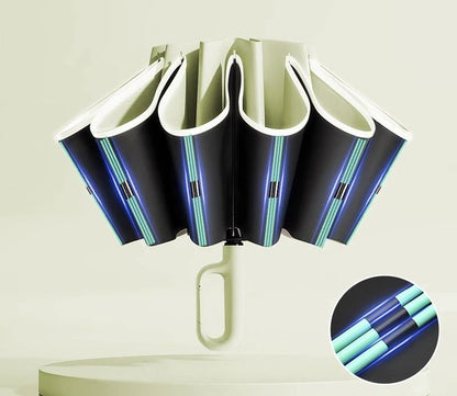 Automatic Reverse Folding Umbrella With Reflective Stripe For Windproof Use 9