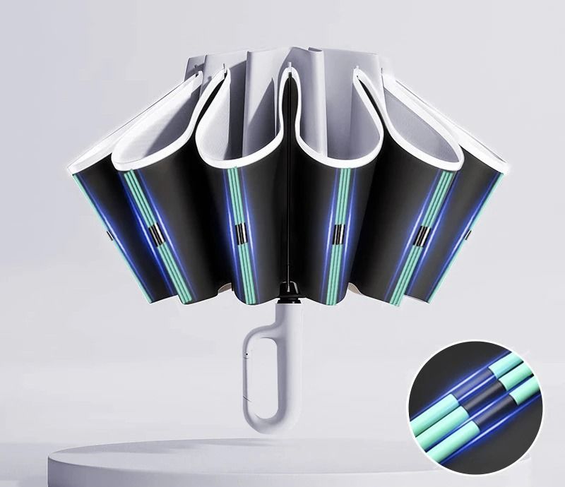 Automatic Reverse Folding Umbrella With Reflective Stripe For Windproof Use 10