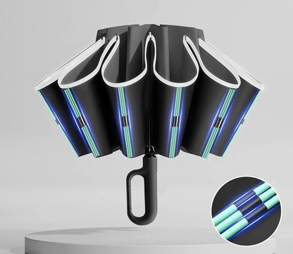 Automatic Reverse Folding Umbrella With Reflective Stripe For Windproof Use 6