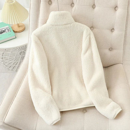 Womens Winter Warm Double Sided Fleece Coat With Reversible Velvet Coral And Polar Fleece 1