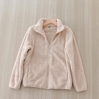Womens Winter Warm Double Sided Fleece Coat With Reversible Velvet Coral And Polar Fleece 6