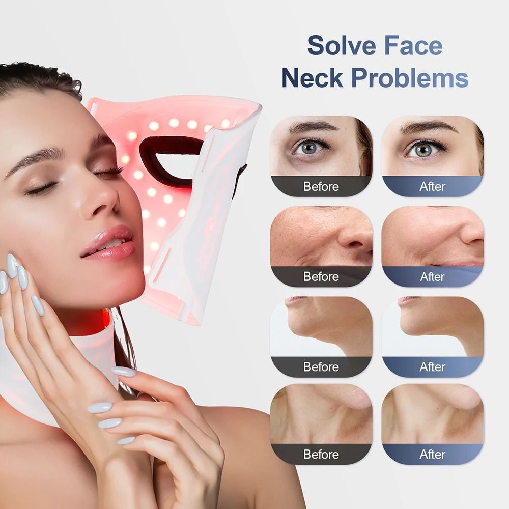 LED Light Therapy Face And Neck Mask With Seven Light Settings 4