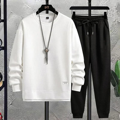 Men Summer Waffle Casual TShirt And Pants Set Loose Sports Tracksuit 2