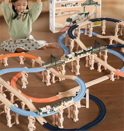 DIY Electric Christmas Train Set with Track for Kids Creative Play