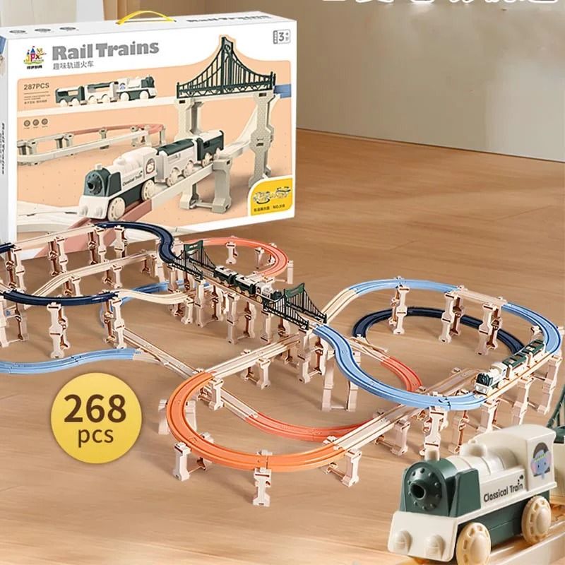 DIY Electric Christmas Train Set With Track For Kids Creative Play 8