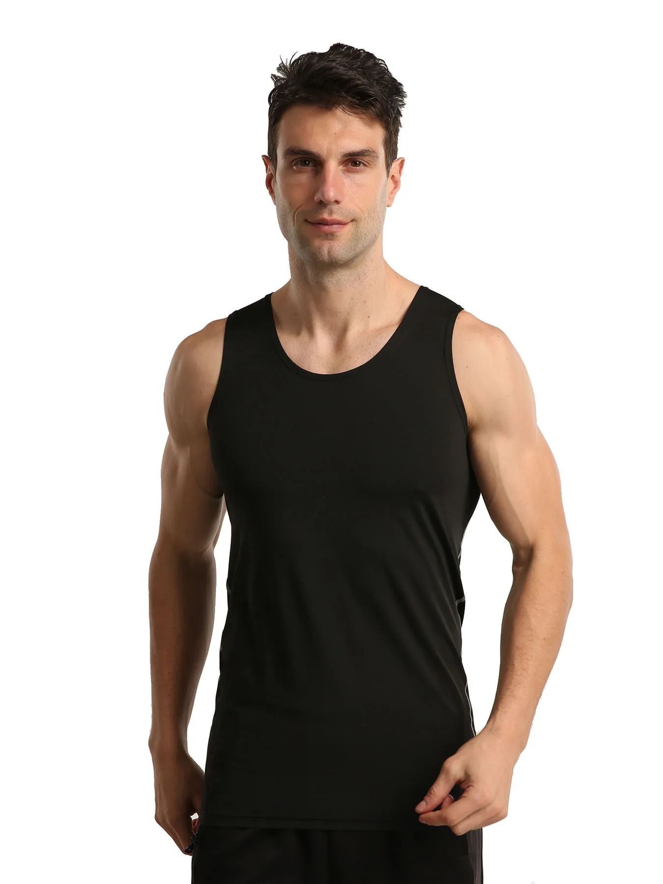 3 Pack Mens Compression Vest Quick Dry Body Shaper Undershirts Sleeveless Baselayer Tank Tops 1