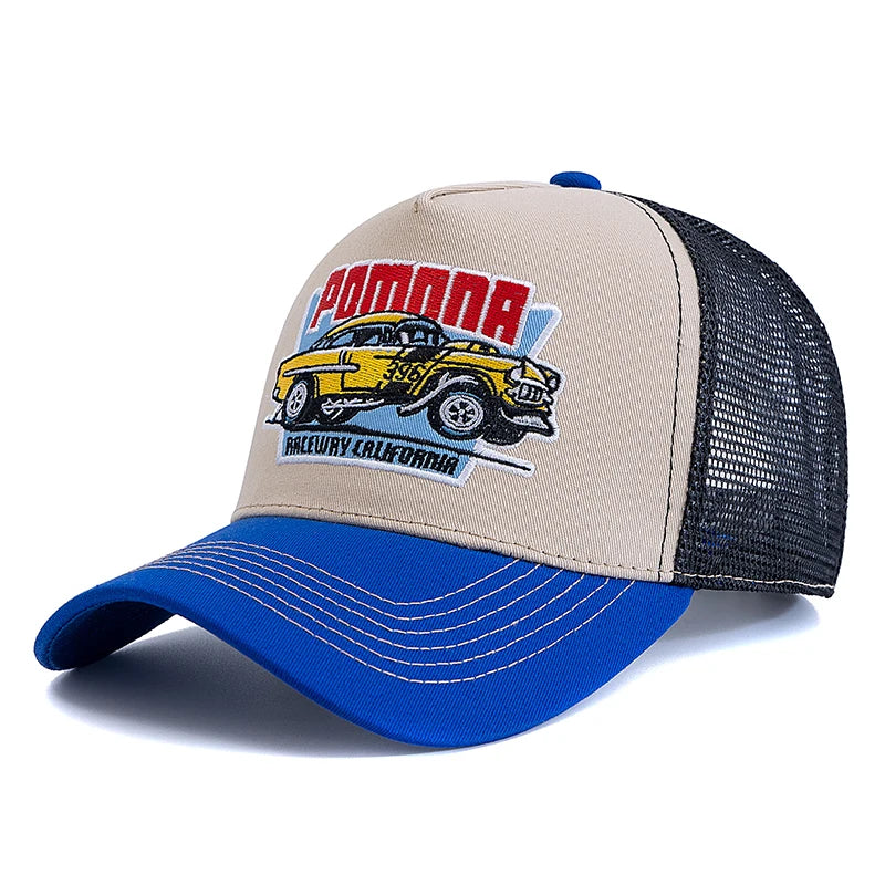 Breathable Mesh Trucker Hat for Men Women, Hot Sale Unisex Summer Cap, Big Truck Embroidered Snapback Outdoor Hat