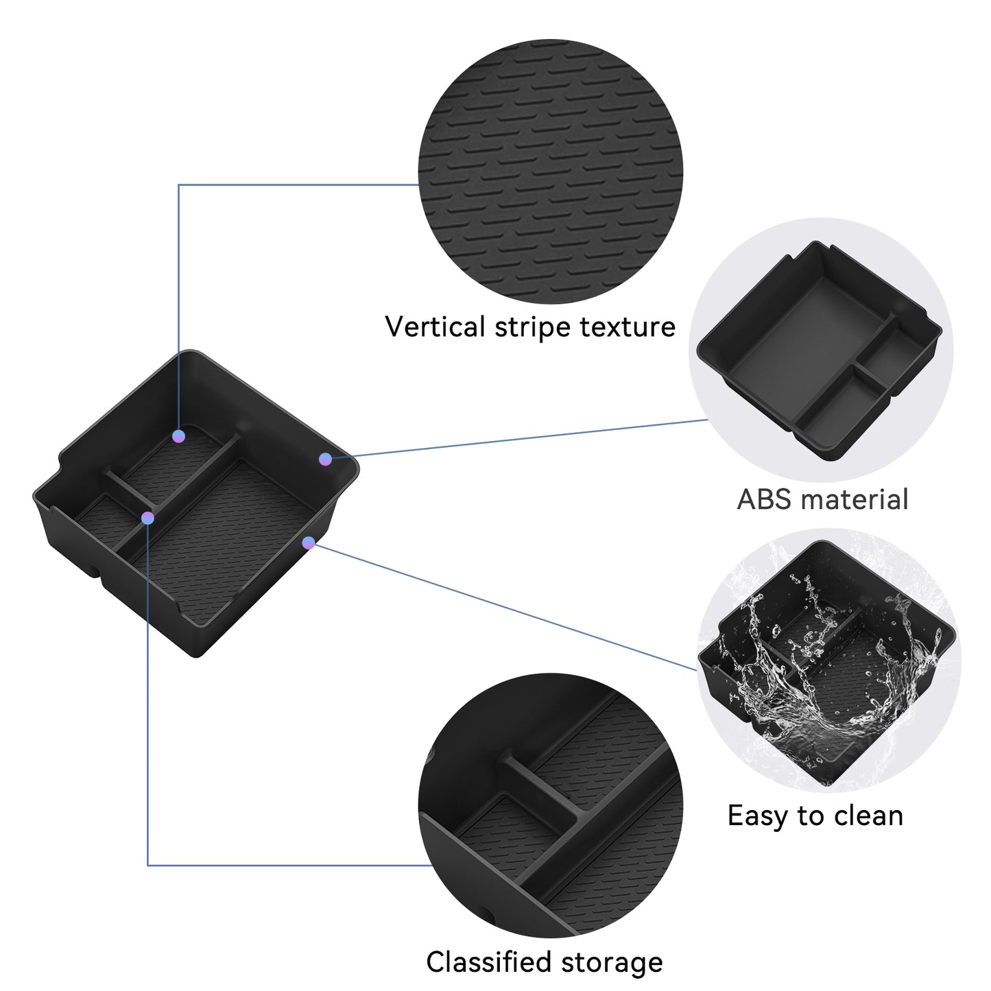 SMABEE for Geely Boyue Starray Center Console Armrest Storage Box, ABS Car Tray Organizer & Tidying Accessories