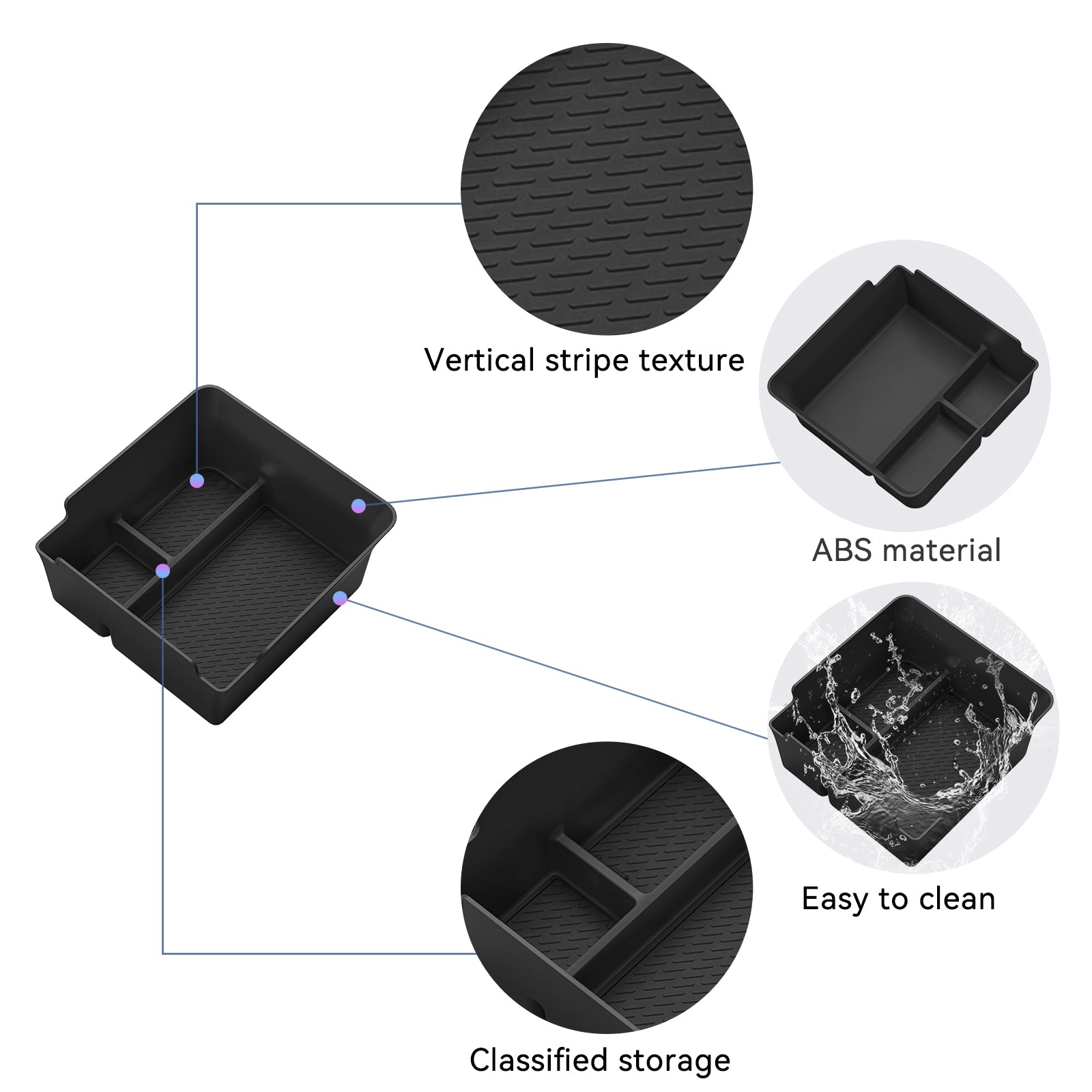 SMABEE for Geely Boyue Starray Center Console Armrest Storage Box, ABS Car Tray Organizer & Tidying Accessories