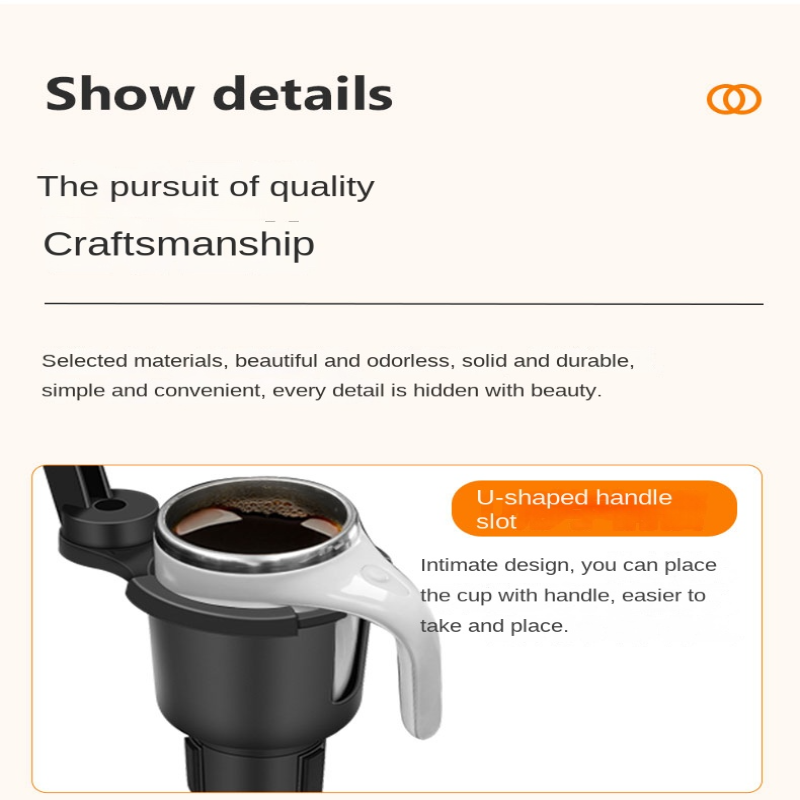 360 Adjustable Car Cup Holder Expander, Multi-Function Drink Holder with Snack Tray Food Table for Cars