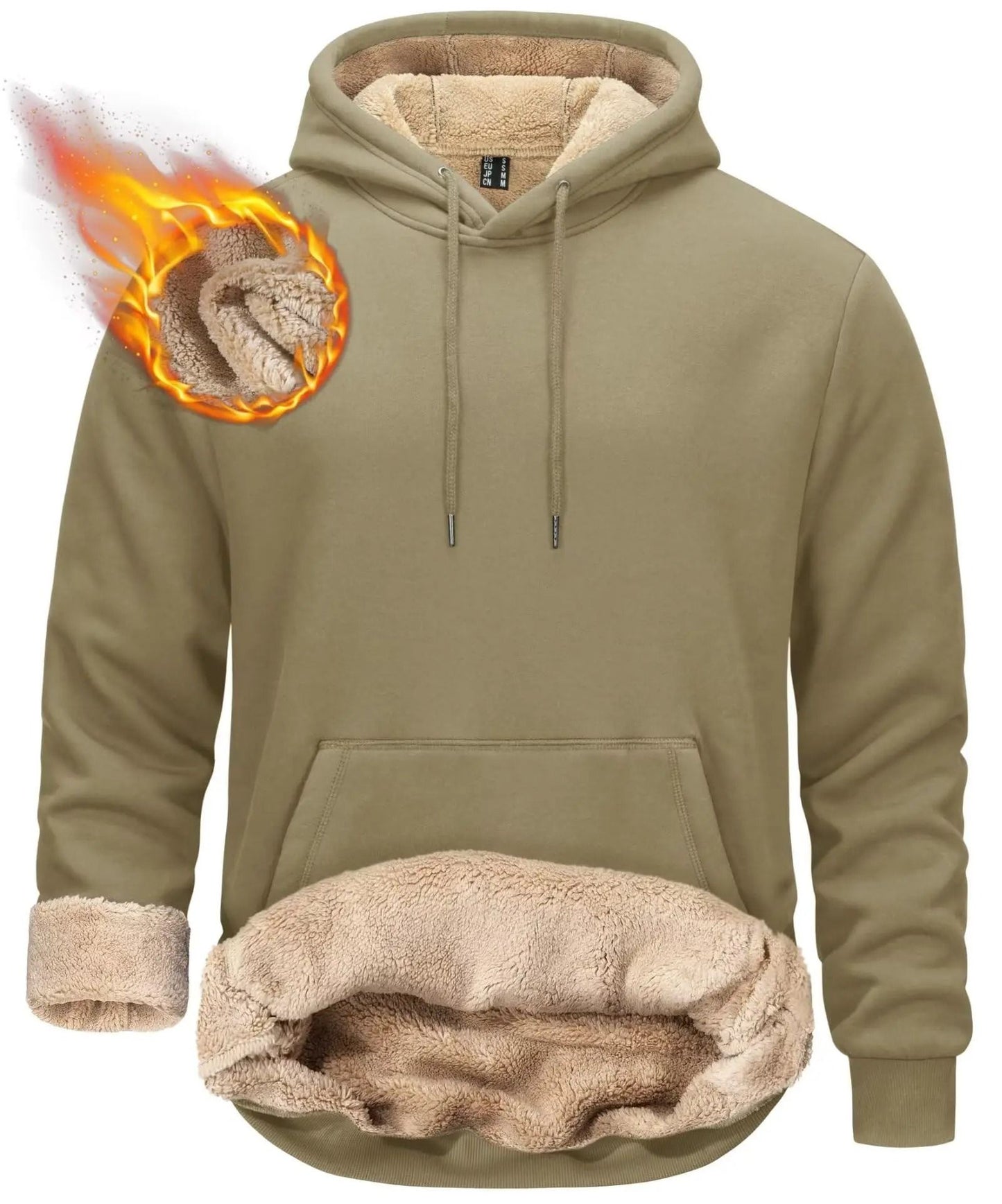 Mens Sherpa Lined Pullover Hoodie Fleece Sweatshirt 9
