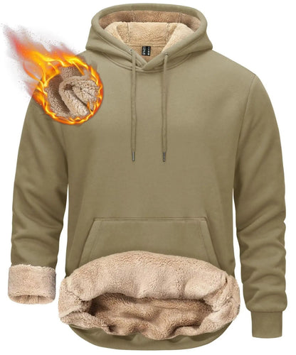 Mens Sherpa Lined Pullover Hoodie Fleece Sweatshirt 9
