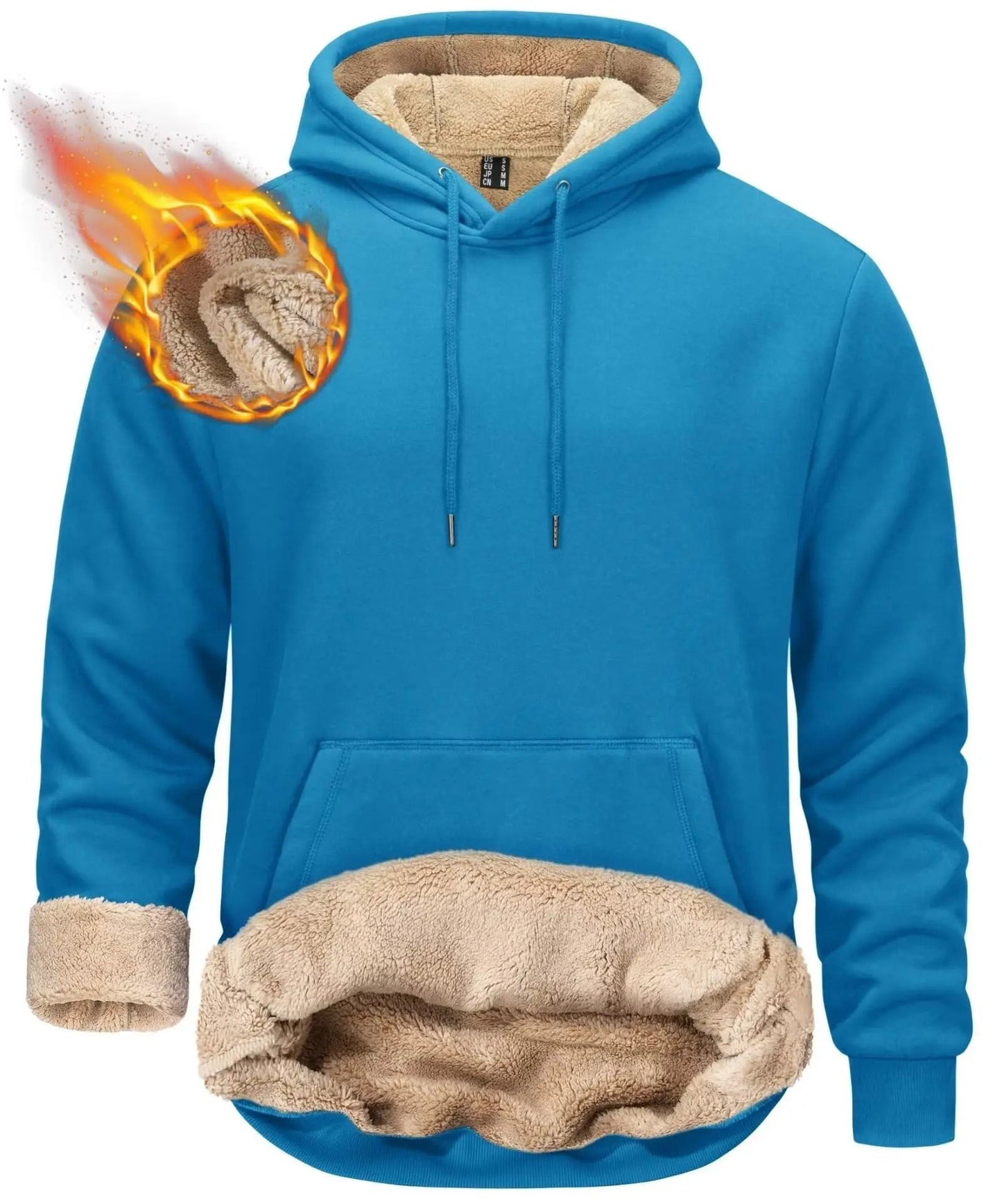 Mens Sherpa Lined Pullover Hoodie Fleece Sweatshirt 10