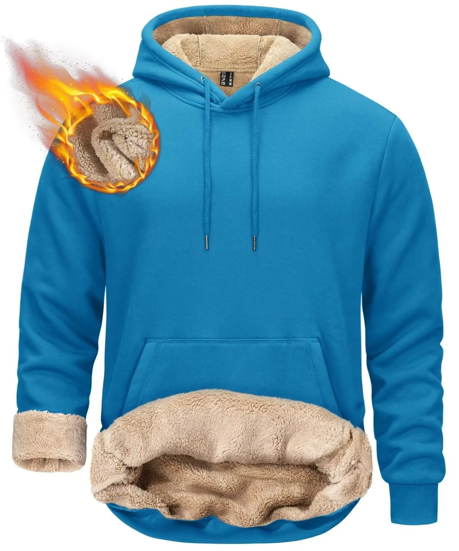 Mens Sherpa Lined Pullover Hoodie Fleece Sweatshirt 10