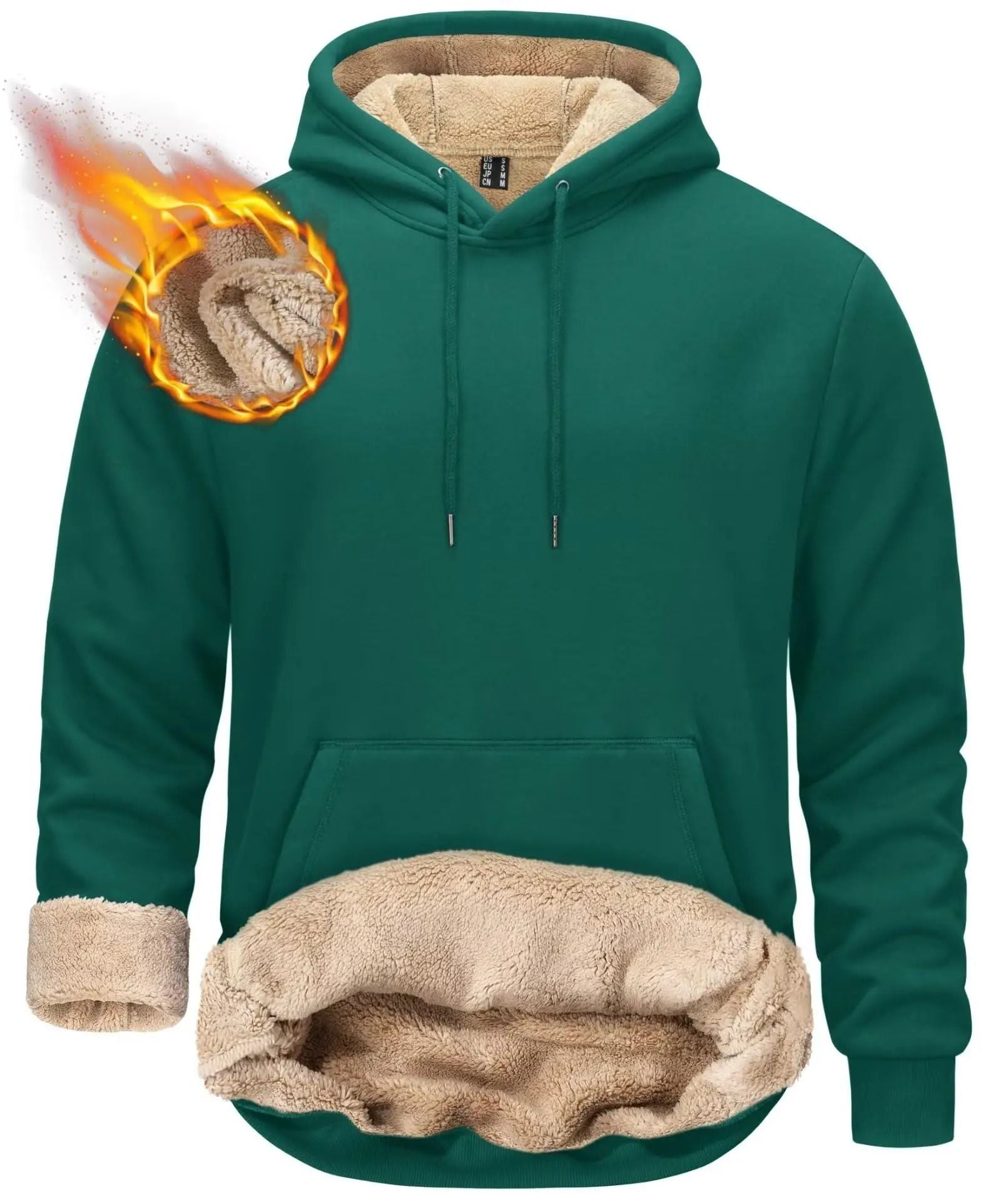Mens Sherpa Lined Pullover Hoodie Fleece Sweatshirt 11