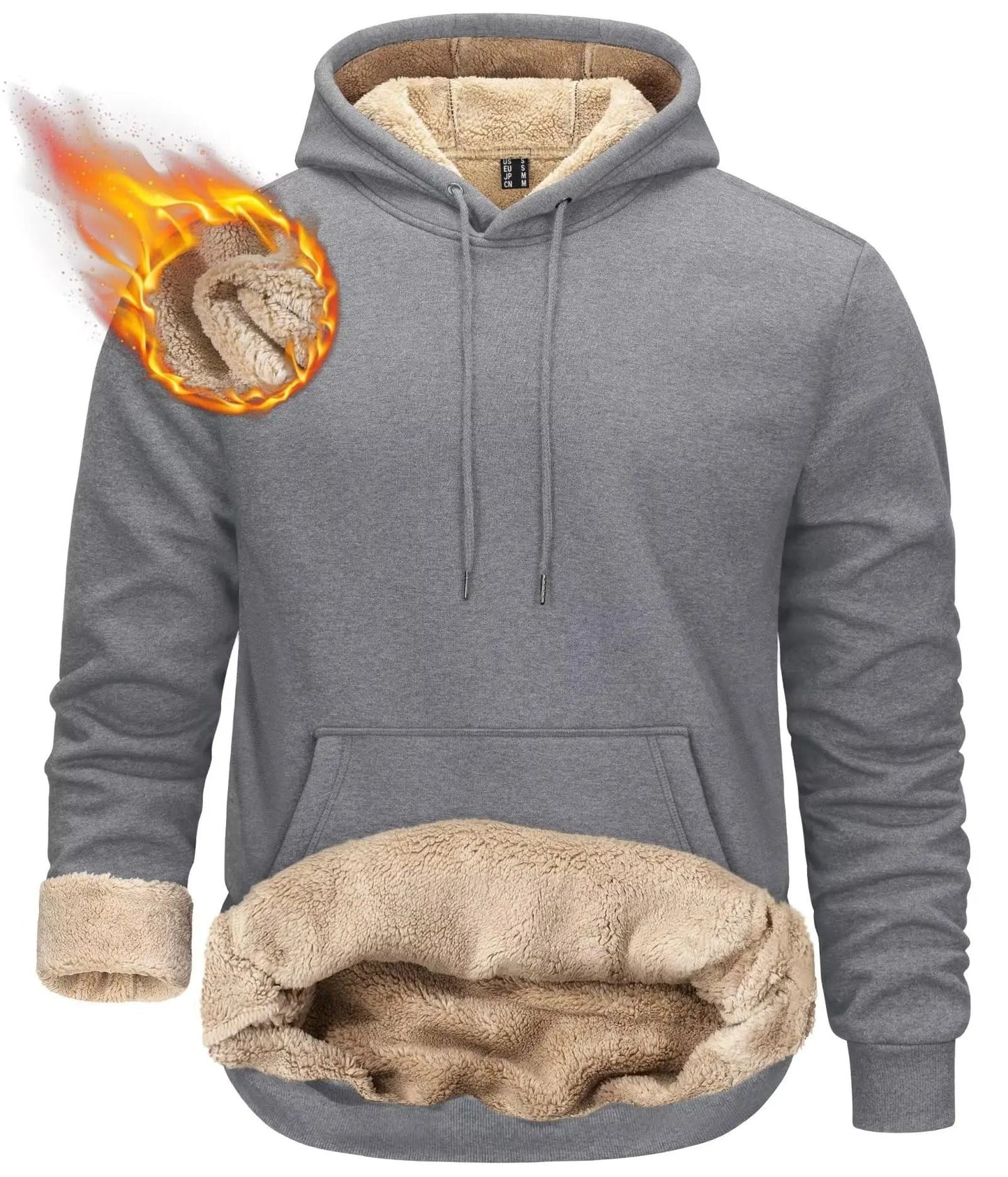Mens Sherpa Lined Pullover Hoodie Fleece Sweatshirt 12
