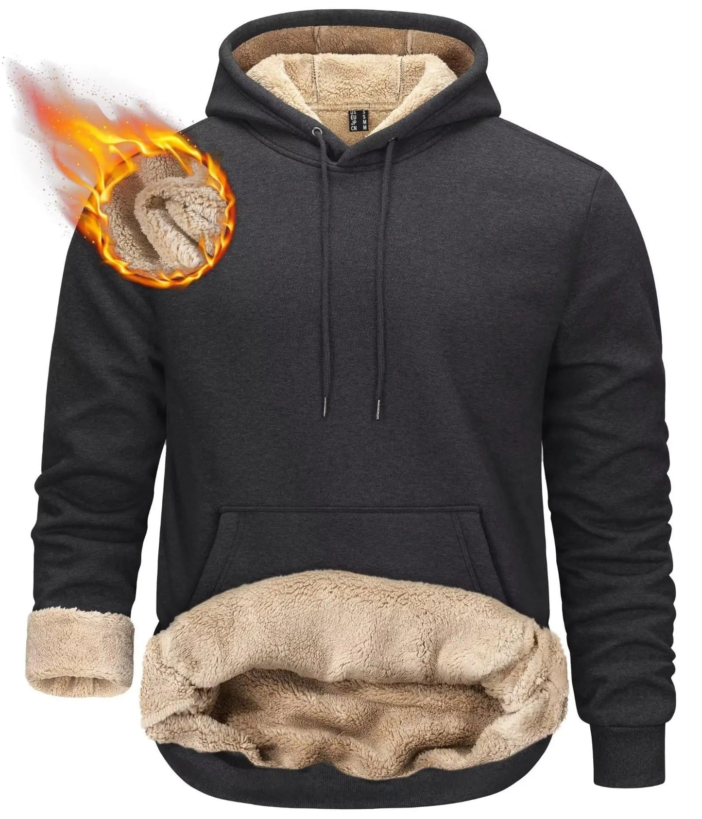 Mens Sherpa Lined Pullover Hoodie Fleece Sweatshirt 13