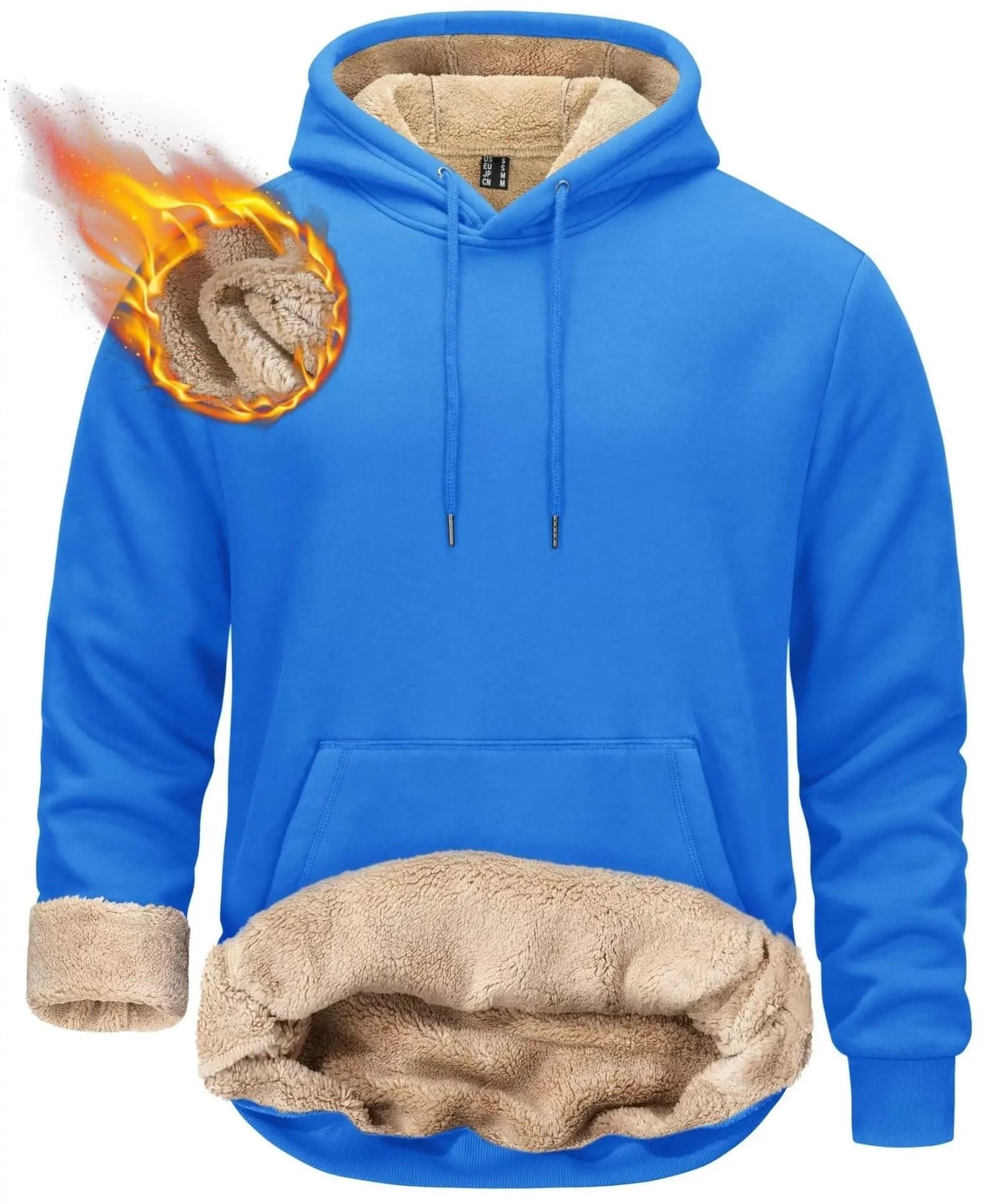 Mens Sherpa Lined Pullover Hoodie Fleece Sweatshirt 16