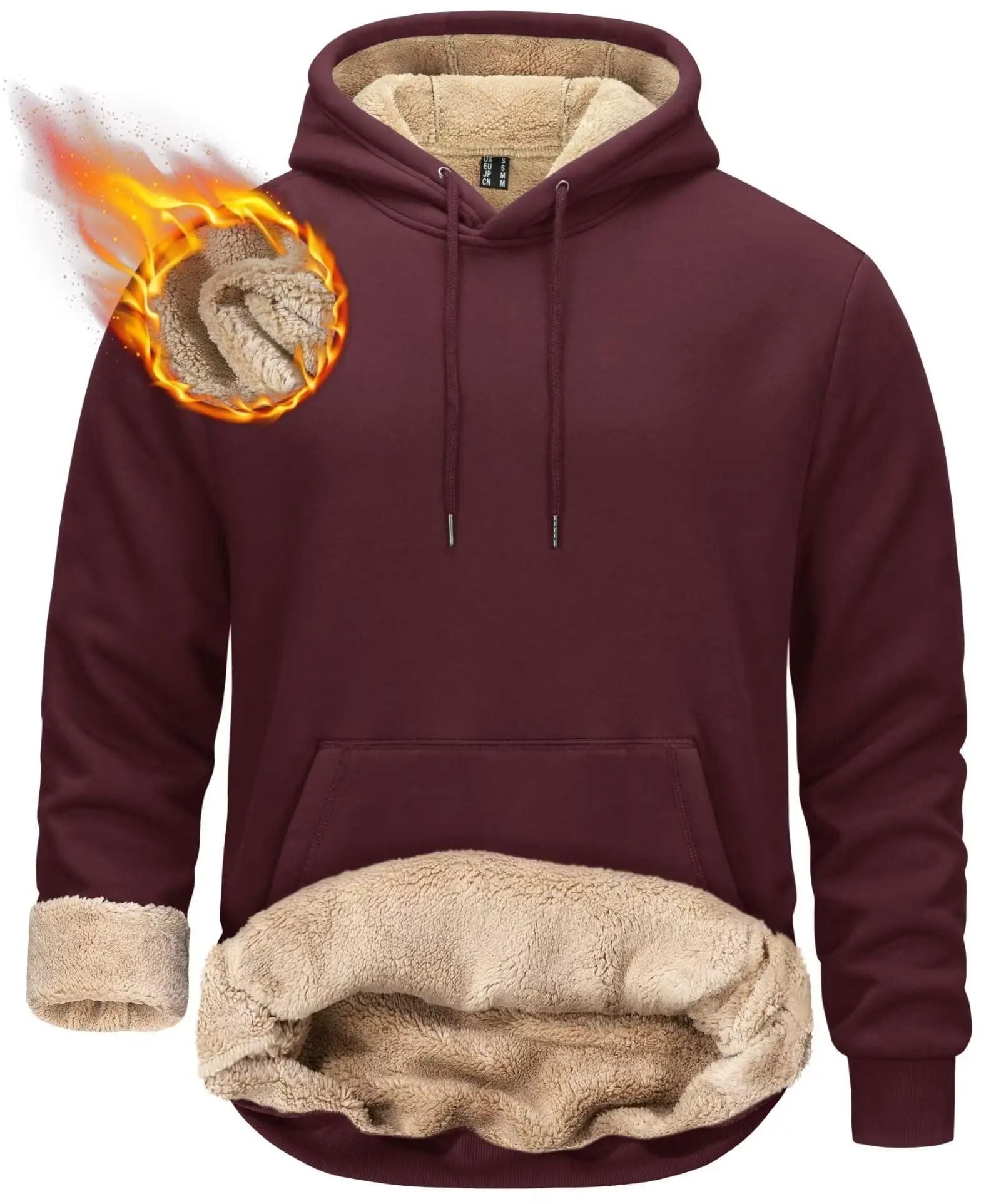 Mens Sherpa Lined Pullover Hoodie Fleece Sweatshirt 17