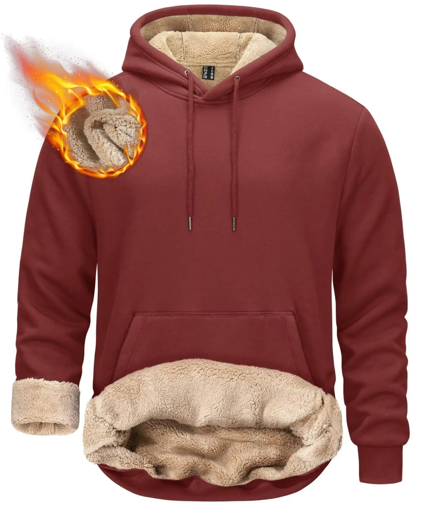 Mens Sherpa Lined Pullover Hoodie Fleece Sweatshirt 6