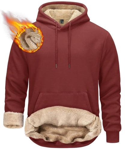 Mens Sherpa Lined Pullover Hoodie Fleece Sweatshirt 6
