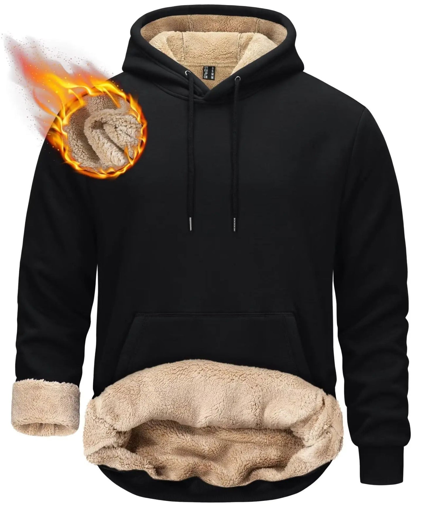 Mens Sherpa Lined Pullover Hoodie Fleece Sweatshirt 7