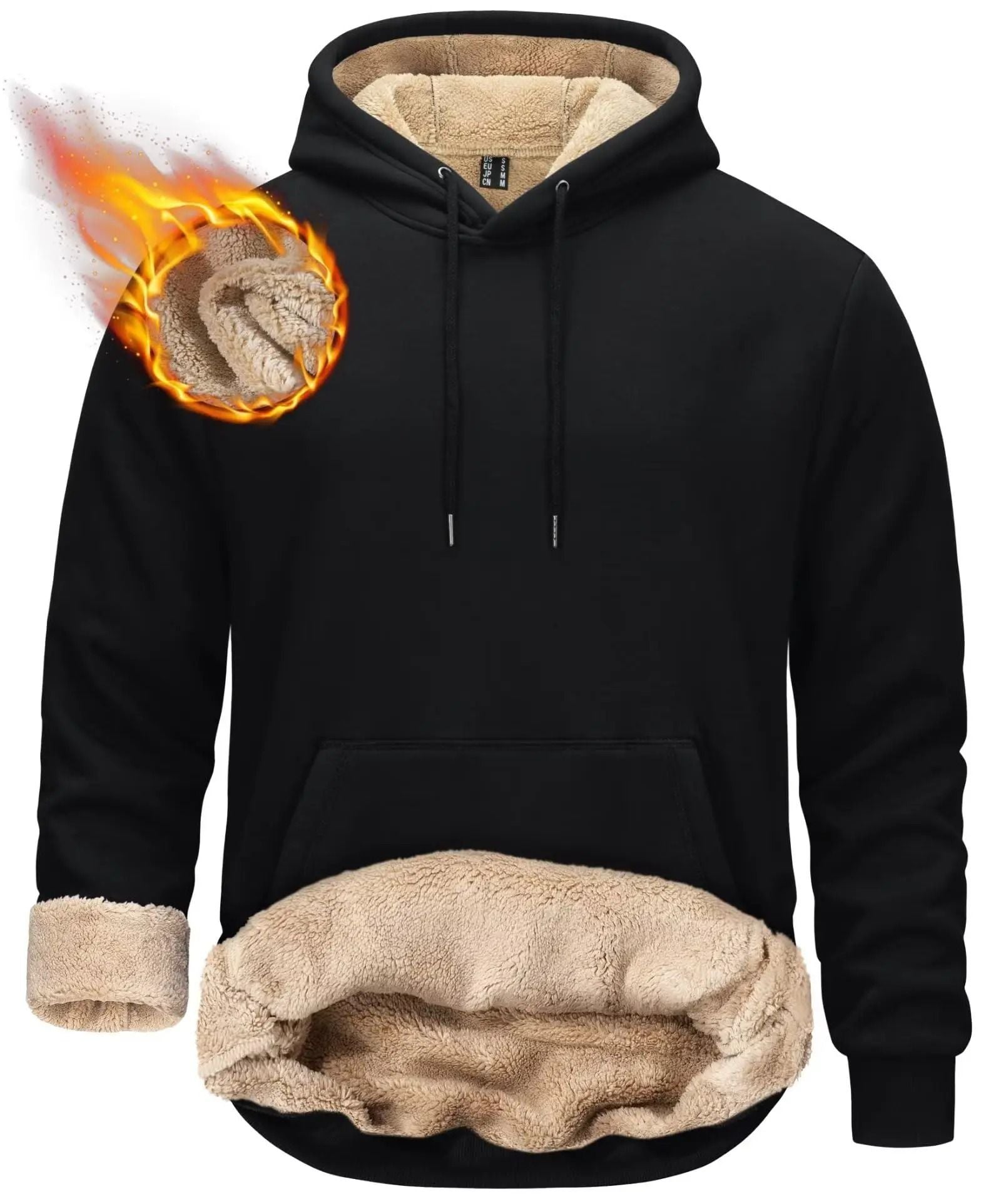 Mens Sherpa Lined Pullover Hoodie Fleece Sweatshirt 7