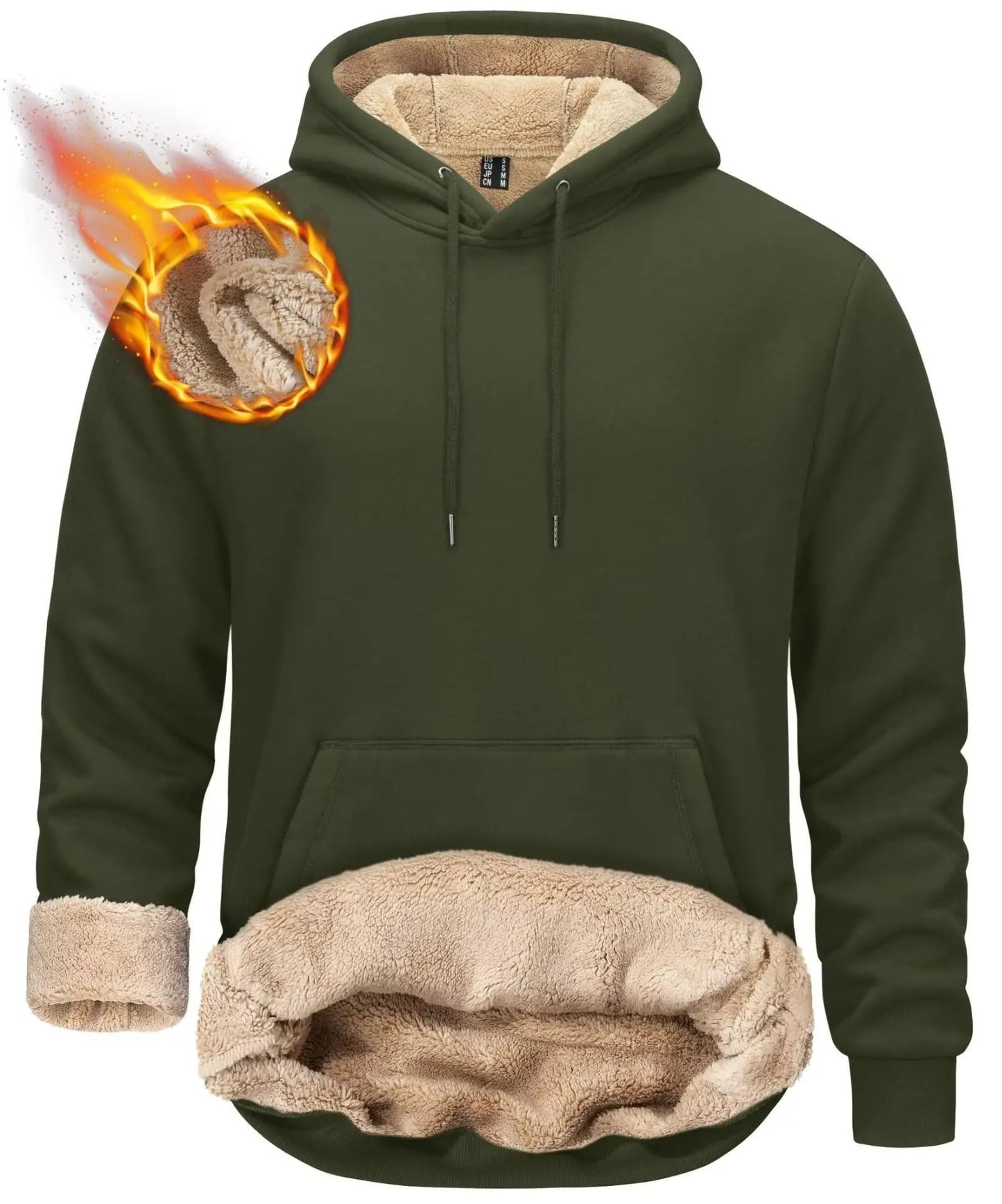 Mens Sherpa Lined Pullover Hoodie Fleece Sweatshirt 8