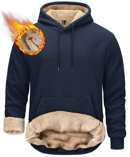 Mens Sherpa Lined Pullover Hoodie Fleece Sweatshirt 19