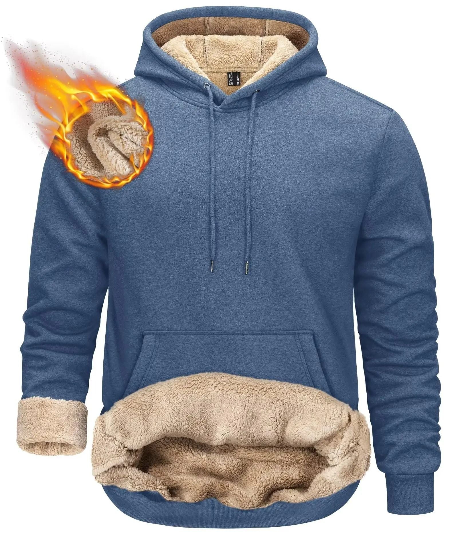 Mens Sherpa Lined Pullover Hoodie Fleece Sweatshirt 20