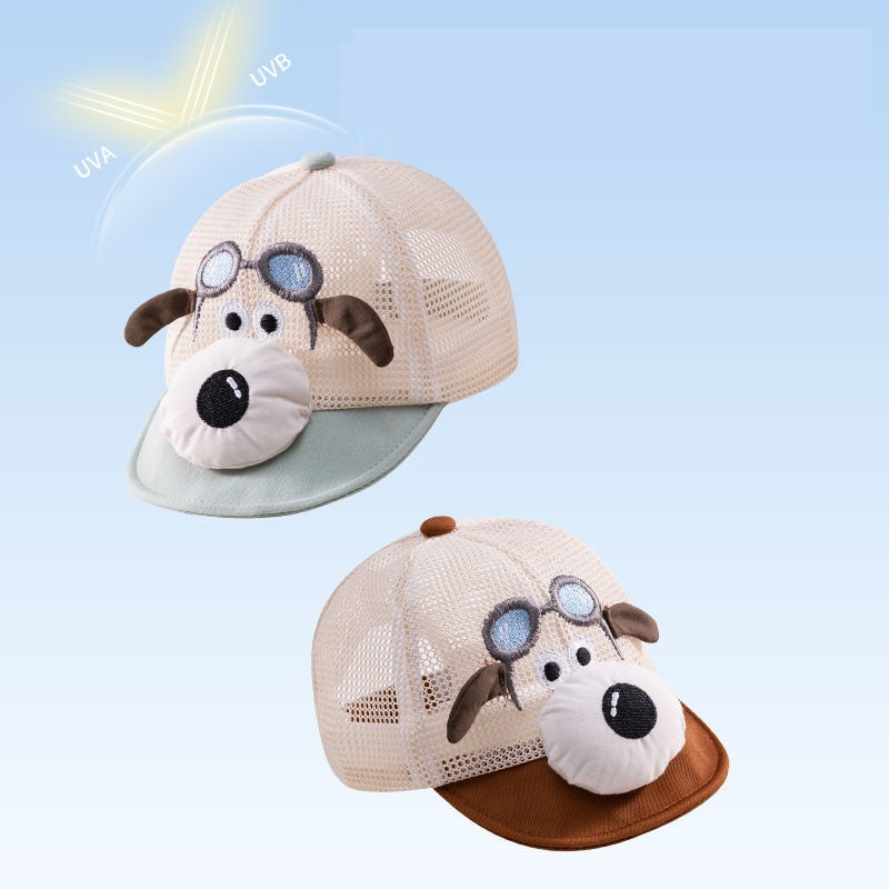 Baby Lovely Cartoon Dog Hats Boys, Summer Kids Mesh Baseball Caps, Outdoor Sunshade Headwear Accessories