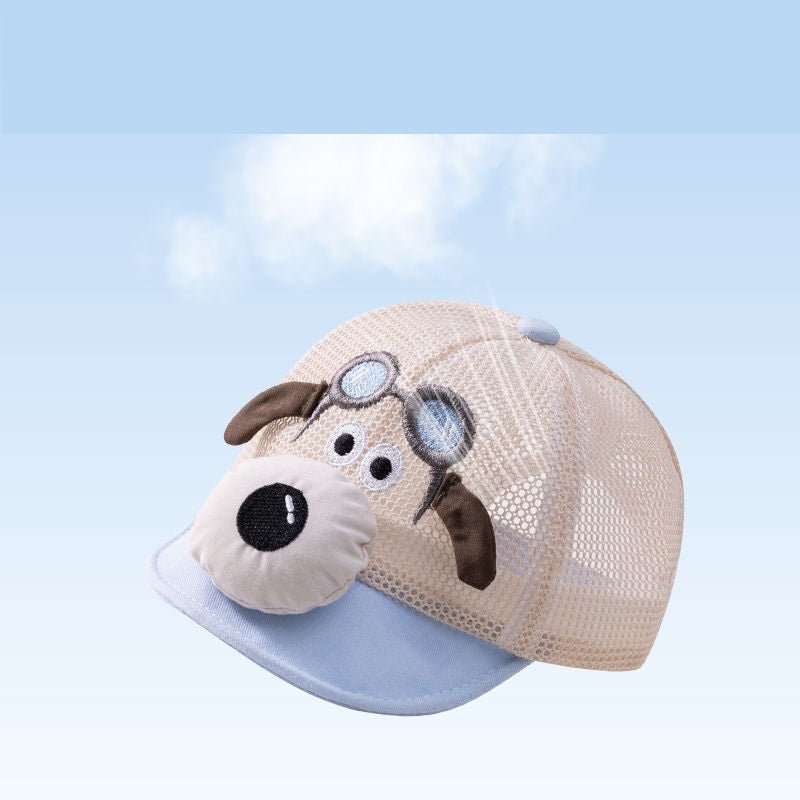Baby Lovely Cartoon Dog Hats Boys, Summer Kids Mesh Baseball Caps, Outdoor Sunshade Headwear Accessories