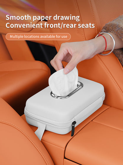 Creative Car Mounted Tissue Box Drawer, Multifunctional Armrest, Backrest Hanging Organizer with Sun Visor