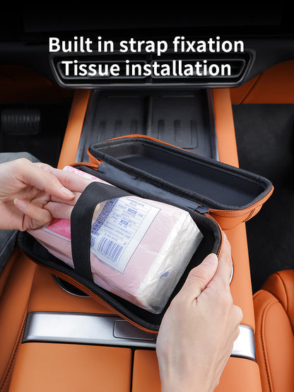 Creative Car Mounted Tissue Box Drawer, Multifunctional Armrest, Backrest Hanging Organizer with Sun Visor